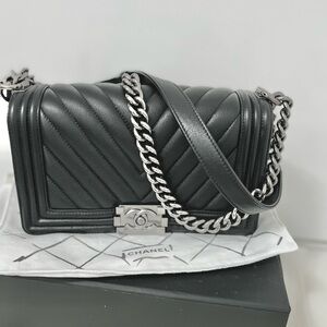 Chanel Black Chevron Crossbody Bag